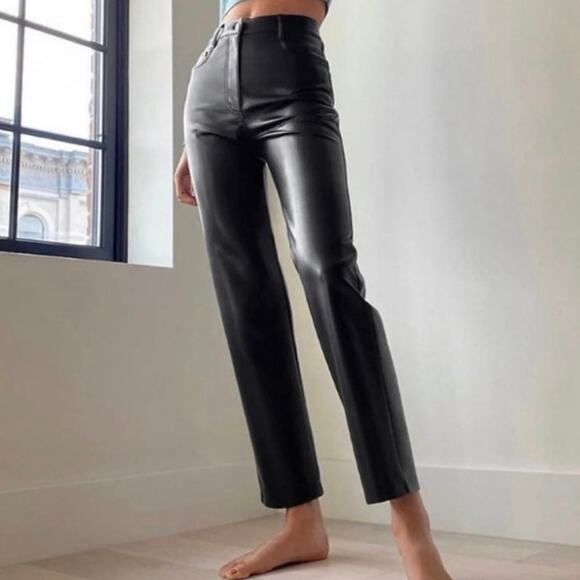 Aritzia Wilfred Melina High Rise Faux Leather Pant Size 8 - Picture 2 of 5